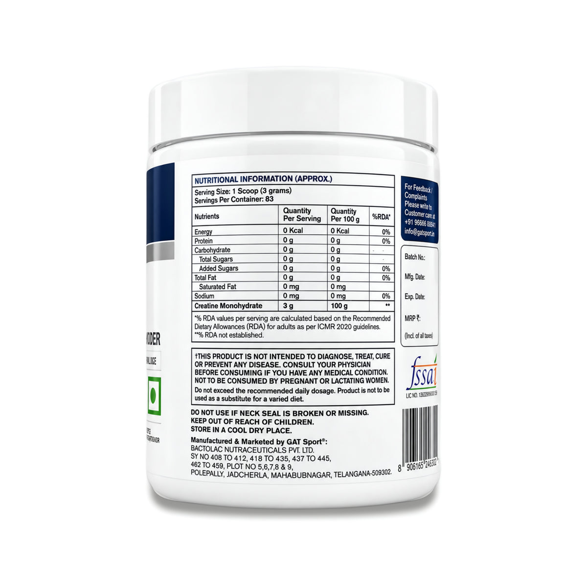 GAT Creatine Micronized | 250gm