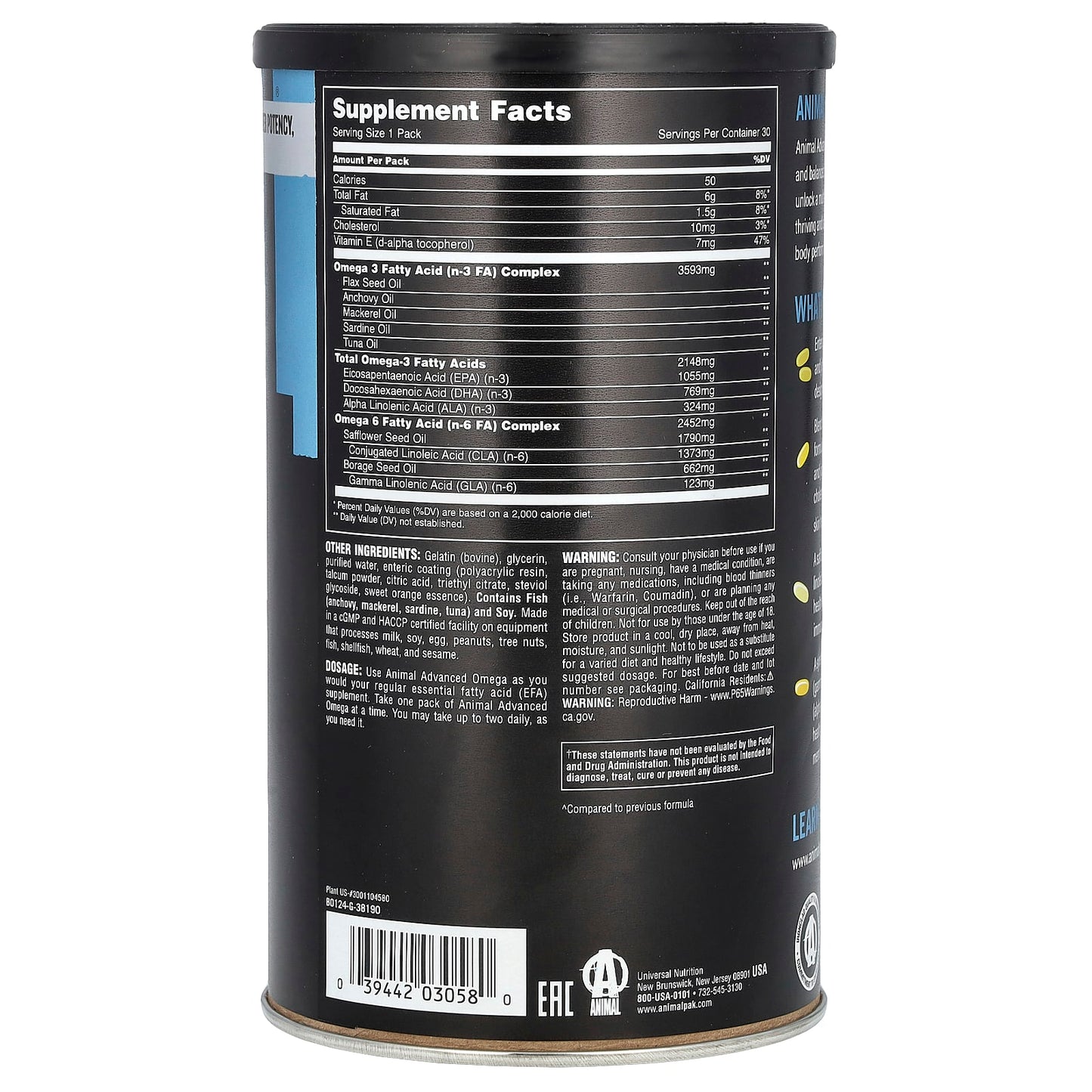 Universal Animal omega advanced - 30 Packs