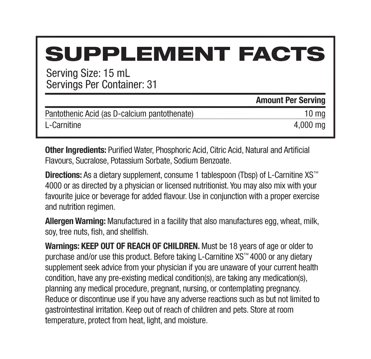 L carnitine 4000mg RC