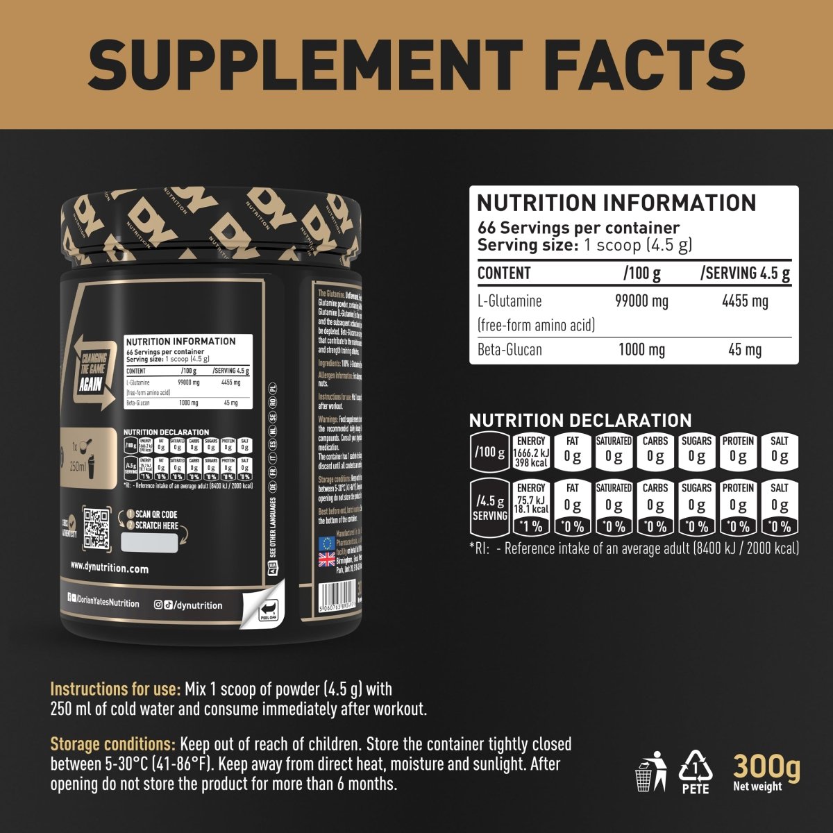 DY Nutrition The Glutamine Powder