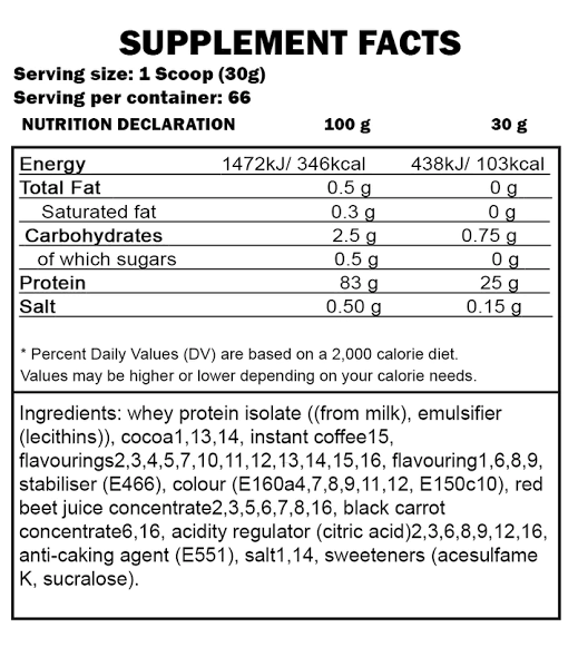 FA Gold Whey Protein Isolate 2kg - 66 Servings - Chocolate