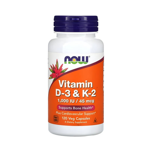 Now Foods Vitamin D3 & K2 120 Capsules